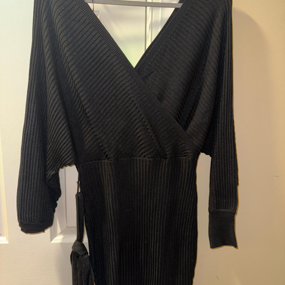 Love Tree Black Ribbed Dress - Picture 2 of 5